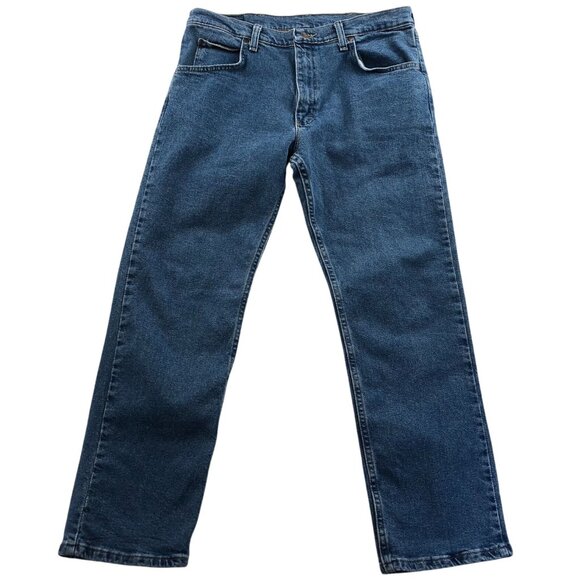 Wrangler Mens Jeans 34x30 Relaxed Fit Blue Denim Straight Leg Classic Casual - Picture 1 of 14